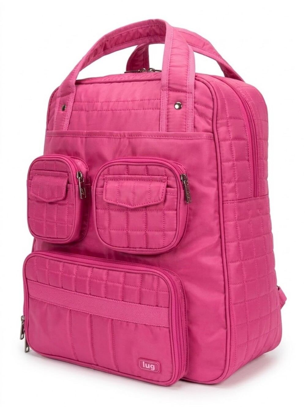 Rare Lug Magenta Hot Pink Quilted Multi Pocket Travel Backpack